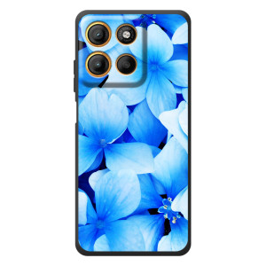 Силиконовый бампер с принтом (цветочки) на Моротора Эдж 60 Нио (Синие цветы)