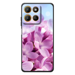 Силиконовый бампер с принтом (цветочки) на Моротора Эдж 60 Нио (Сиреневые цветы)