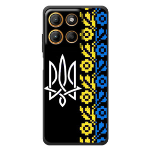 Силиконовый Чехол на Motorola Edge 60 Neo (Герб и вышыванка)