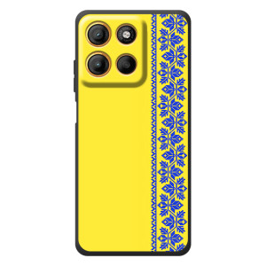 Силиконовый Чехол на Motorola Edge 60 Neo (Вышиванка на желтом)