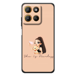 Силиконовый Чехол на Motorola Edge 60 Neo с картинкой Стильных Девушек – С собакой