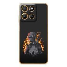 Силиконовый чехол с картинкой "Герой Pubg" на Motorola Edge 60 Pro (В огне)