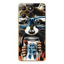 Чехол с принтом для Эдж 60 Про - (Прикольные) (AlphaPrint) (Енот с банкой)