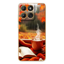 Чехол с уникальным дизайном «Осень с кофе» для Motorola Edge 60 Pro – Кофе и дождь