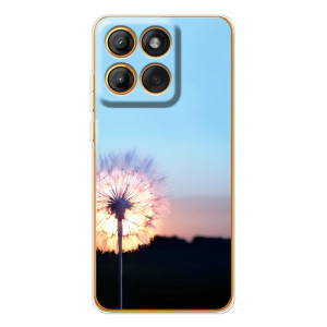 Силиконовый Чехол с одуванчиками на Motorola Edge 60 Pro – Закат с одуванчиком