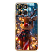 Яркий чехол для Motorola Edge 60 Pro с Зимними Оленятами (Олень в шарфе)