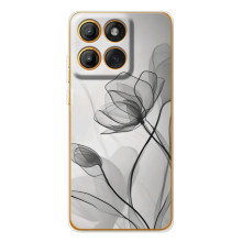 Чехол с цветочным принтом на Едж 60 (Черные цветы)