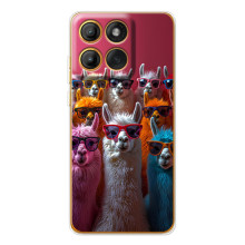 Чехол с принтом стильные животные для Едж 60 (Ламы в очках)