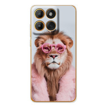 Чехол с принтом стильные животные для Едж 60 (Лев в очках)