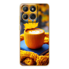 Чехол с уникальным дизайном «Осень с кофе» для Motorola Edge 60 – Кофе с жёлтым