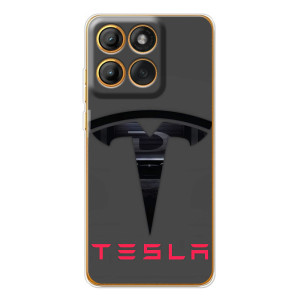 Силиконовый бампер с картинкой машины на Motorola Edge 60 (Logo TESLA)