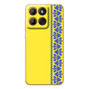 Силиконовый Чехол на Motorola Edge 60 (Вышиванка на желтом)