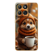 Печатный чехол «Зверята с кофе» для Motorola Edge 60 – Песик с кофе