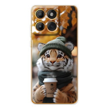 Печатный чехол «Зверята с кофе» для Motorola Edge 60 – Тигр с кофе