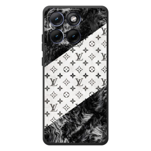 Чехол Стиль Louis Vuitton на Motorola Edge 70 Fusion Plus – LV на белом