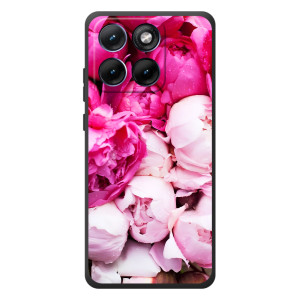 Силиконовый бампер с принтом (цветочки) на Мо Motorola Edge 70 Фюжн Плюс (Пионы)