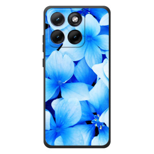 Силиконовый бампер с принтом (цветочки) на Мо Motorola Edge 70 Фюжн Плюс (Синие цветы)