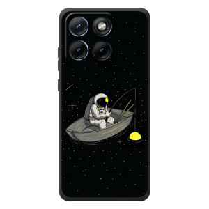 Силиконовый Чехол с принтом "Космонавты" на Motorola Edge 70 Fusion – Космонавт на рыбалке