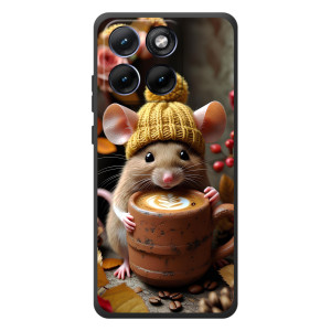 Печатный чехол «Зверята с кофе» для Motorola Edge 70 Fusion (Мышка с кофе)