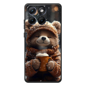 Печатный чехол «Зверята с кофе» для Motorola Edge 70 Fusion (Медвежонок с кофе)