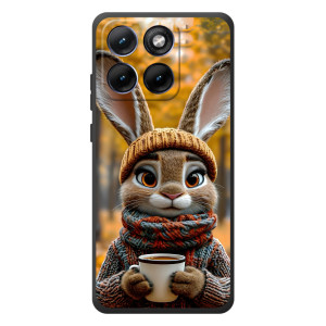 Печатный чехол «Зверята с кофе» для Motorola Edge 70 Fusion (Зайчик с кофе)