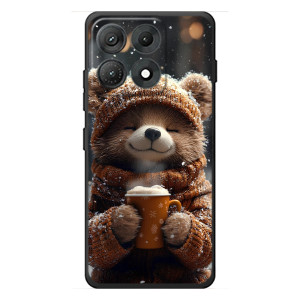 Печатный чехол «Зверята с кофе» для Motorola Edge 70 Max (Медвежонок с кофе)