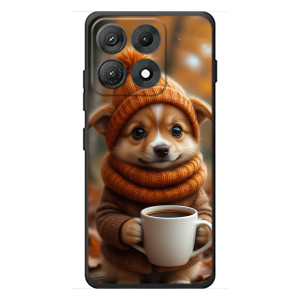 Печатный чехол «Зверята с кофе» для Motorola Edge 70 Max (Собачка с кофе)