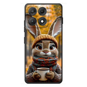 Печатный чехол «Зверята с кофе» для Motorola Edge 70 Max (Зайчик с кофе)