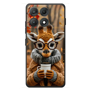 Печатный чехол «Зверята с кофе» для Motorola Edge 70 Max (Жираф с кофе)