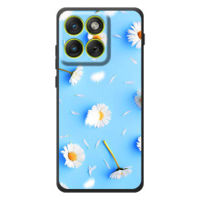 Чехол с Цветами для Motorola Edge 70 (ромашки на голубом)