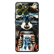 Чохол з принтом для Motorola Эд $\overline{ж}70 - (Прикольні) (AlphaPrint) (Єнот з банкою)