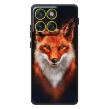 Чехол с принтом лисички на Моротора Эдж 70 – Лиса на черном