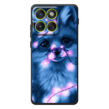 Чехол с принтом лисички на Моротора Эдж 70 – Лисица с гирляндой