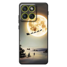 Новогодние, Праздничные Чехлы для Motorola Edge 70 - 2024 год (Санта на луне)