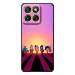 Силиконовый Чехол на Motorola Edge 70 с картинкой Brawl Stars (Персонажи в закате)