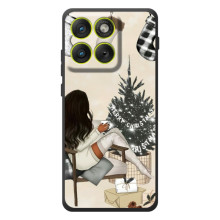 Різдвяні, Святкові Чохли для Motorola Эд $\overline{ж}70 (Дівчина з ялинкою)