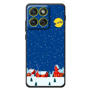 Силиконовый бампер на рождество для Motorola Edge 70 (Город в снегу)
