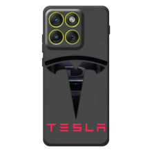 Силиконовый бампер с картинкой машины на Motorola Edge 70 – Logo TESLA