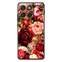 Силиконовый бампер с принтом (цветочки) на Мо Motorola Edge 70 (Букет цветов)