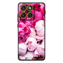 Силиконовый бампер с принтом (цветочки) на Мо Motorola Edge 70 (Пионы)