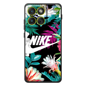 Силиконовый Чехол на Motorola Edge 70 с картинкой Nike (Цветочный Nike)