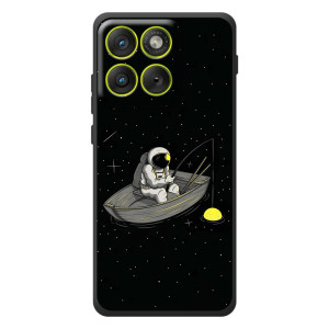 Силиконовый Чехол с принтом "Космонавты" на Motorola Edge 70 – Космонавт на рыбалке