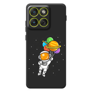 Силиконовый Чехол с принтом "Космонавты" на Motorola Edge 70 – Космонавт с шариками