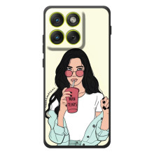 Силиконовый Чехол на Motorola Edge 70 с картинкой Стильных Девушек (С напитком)