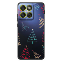 Зимні Чохли для Motorola Эд $\overline{ж}70 - прозорий фон (Різдвяні ялинки)