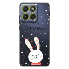 Зимні Чохли для Motorola Эд $\overline{ж}70 - прозорий фон (Різдвяний заєць)