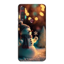 Чехлы на Новый Год Motorola MOTO G8 Play – Снеговик праздничный