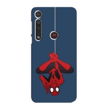 Чехол Супергерой Человека Паука на Motorola G8 Plus – На паутине