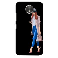 Чехол с картинкой Модные Девчонки Motorola Moto C Plus – Девушка со смартфоном