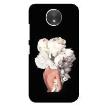 Чехлы (ART) Цветы на Motorola Moto C (XT1750) (VPrint) (Белые цветы)